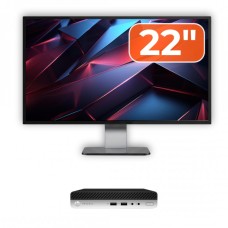 Pachet Calculator Second Hand HP ProDesk 400 G4 Mini PC, Intel Core i3-8100T 3.40GHz, 8GB DDR4, 256GB SSD + Monitor 22"