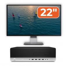 Pachet Calculator Second Hand HP EliteDesk 800 G5 SFF, Intel Core i5-9400 3.00-4.40GHz, 8GB DDR4, 256GB SSD + 22" Monitor
