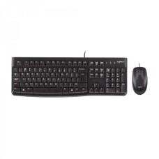 Kit Tastatura + Mouse Logitech cu fir Desktop MK120, USB 2.0, layout US INTL, Negru