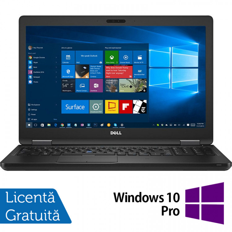 Laptop Refurbished Dell Latitude 5580, Intel Core i5-7440HQ 2.80 - 3.80GHz, 16GB DDR4, 512GB SSD, 15.6 Inch Full HD, Tastatura Numerica, Webcam + Windows 10 Pro